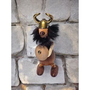 Vintage 1960s Carl Bent Denmark Teak and Brass Viking Barware Bottle Opener